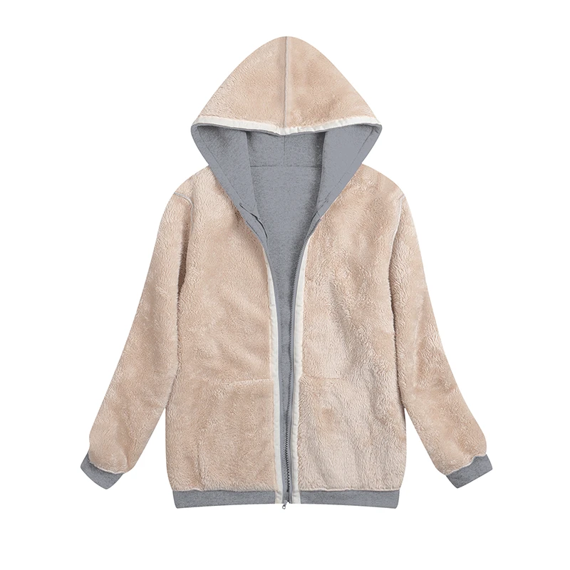Women's Clothes 2022 Spring Plush Coat Woolen Hooded Sweater Women's Top Casual Sport Warm Lamb Fur Jackets Casual top