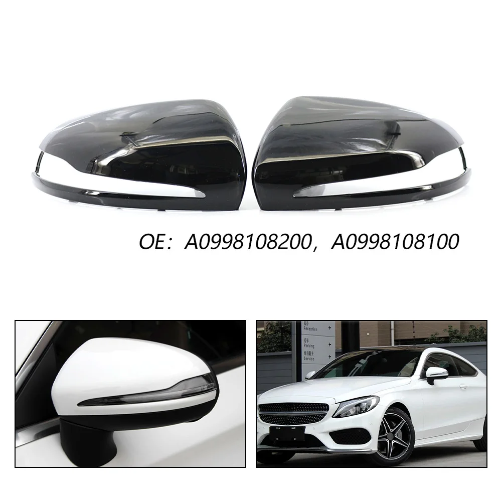 

A09981081009040 Rearview Mirror Housing Car For Car External Parts 2pcs ABS Accessories Bright Black Left+right