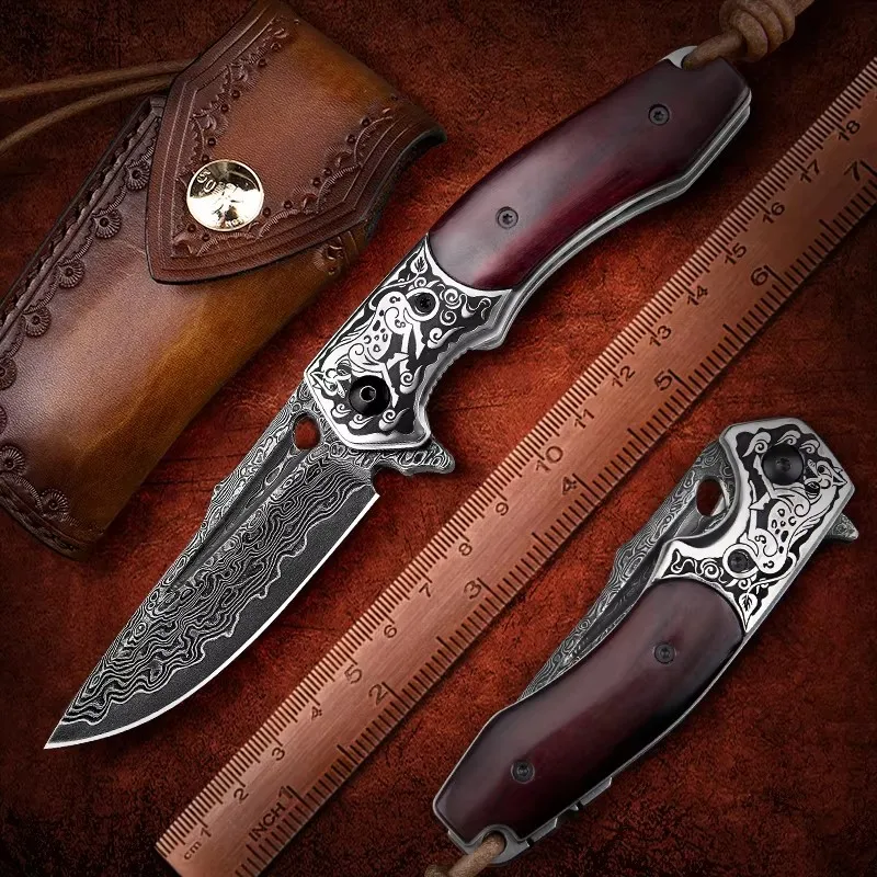 NEWOOTZ карманный складной нож из дамасской стали японская деревянная ручка EDC