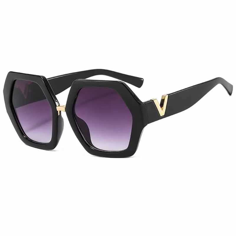 

Polygonal Letters Big Frame Sunglasses For Men Women Fashion Vintage Luxury Male Ladies Driving Travel Beach UV400 Glasses 2022