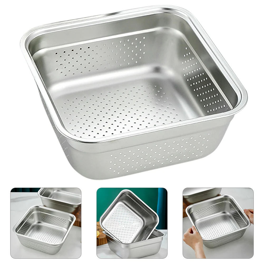 

Strainer Stainless Steel Rice Basket Vegetable Washing Basin Colander Bowl Drainer Fruit Draining Drain Washer Multifunctional