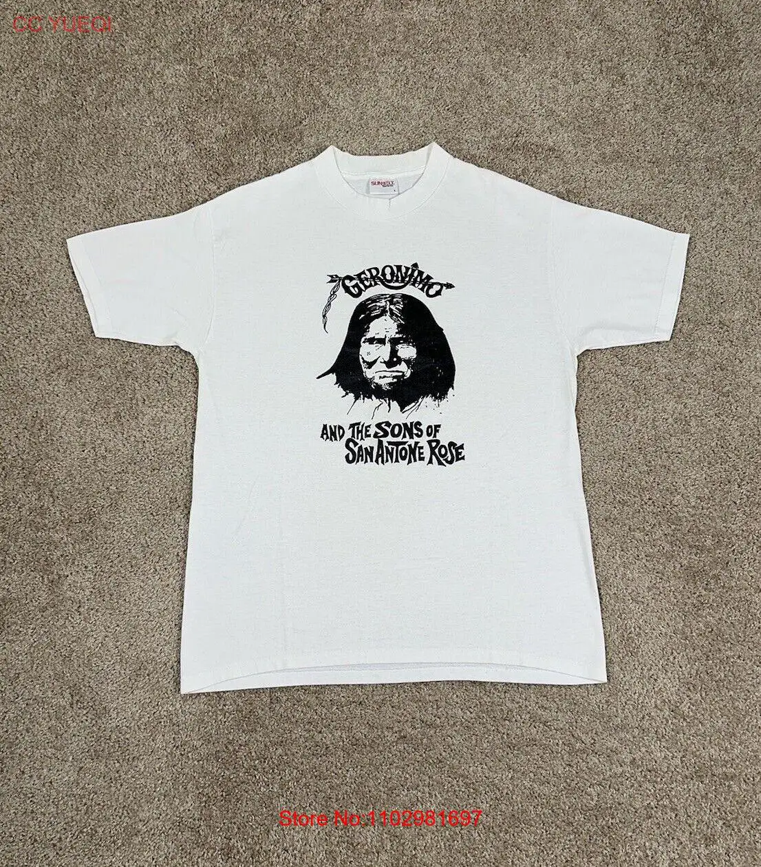 Винтажная футболка Geronimo And The Sons Of San Antone Rose Band большой размер