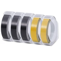 5 roll compatible label tape replacement for dymo plastic 3d embossing label tape 9mm self adhesive label blackgold