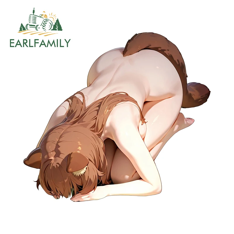 

EARLFAMILY Furry Fox Raphtalia телесного цвета, наклейки для автомобиля, крутая индивидуальная граффити, дизайн, наклейка на лобовое стекло, высокое качество, декор кузова автомобиля