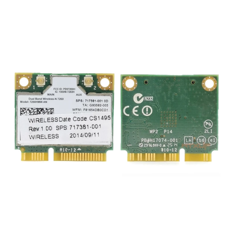 Мини-адаптер PCIE WiFi 7260 7260HMW 7260AN Wireless-N 2 4 ГГц/5 0 ГГц 300 Мбит/с