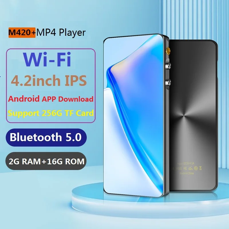 

2023 Новый M420 + Android WiFi MP4 плеер Bluetooth 5,0 Google Play 4,2 дюймовый сенсорный экран музыкальный видео плеер с динамиком FM-радио