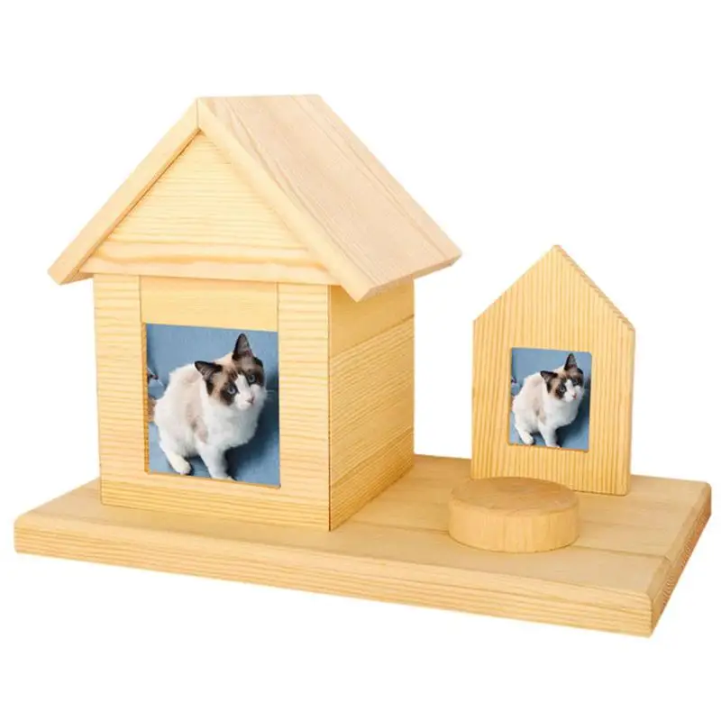 

Pet Urn For Dogs And Cats Wood Ashes Keepsake For Pets With Photo Frame Pet House Shape Funeral Urns Dog Memorial Gifts Cat Loss