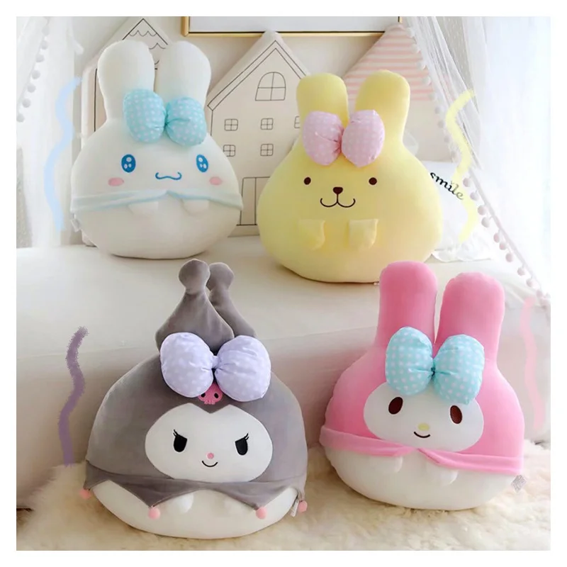 

Sanrioed My Melody Cinnamoroll Kuromi Purin Dog Plush Toys Rabbit Ear Pillow Cartoon Kawaii Plushie Soft Doll Kids Birthday Gift