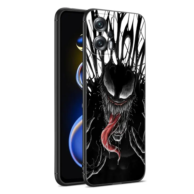 Черный силиконовый чехол для телефона Venom Marvel Xiaomi POCO X3 X4 NFC F4 GT F5 F6 M3 M4 M6 X5 X6 Pro 5G M5 C55