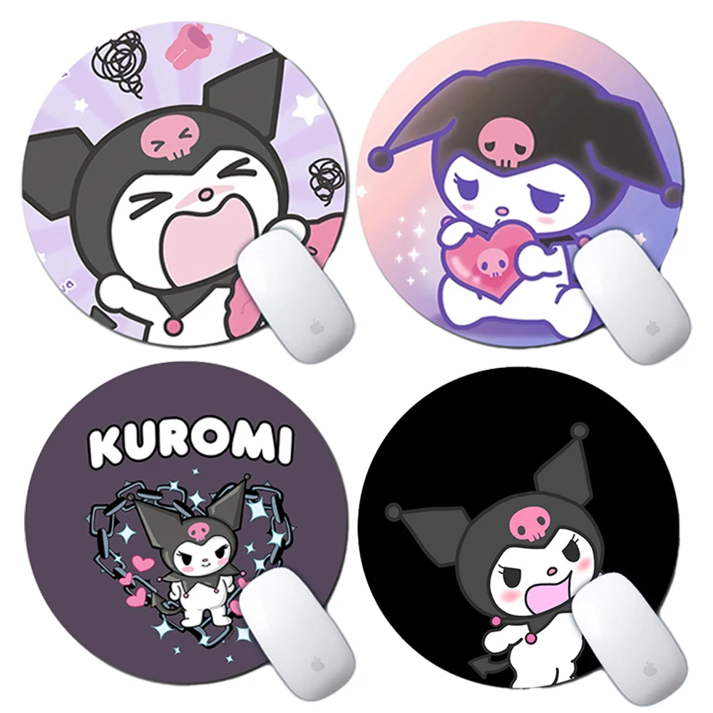 

Multiple Cute Kawaii Kuromi Cartoon Anime Circular Mouse Pad Non-Slip Wrist Guard Laptop Desk Mat Accessories Girl Toy Gift
