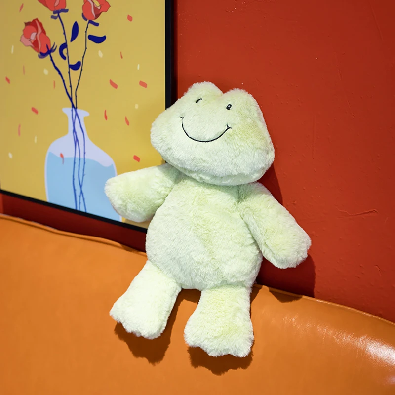

36cm Cute Smiling Frog Plush Toy Stuffed Animal Kawaii Furry Frogs Doll Hug Sleeping Plushies Birthday Gifts