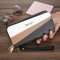 new color matching fresh double pull large capacity womens zipper wallet card bag clutch bag coin purse