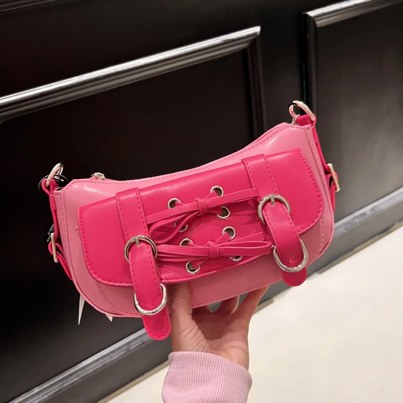 

2023 Xiuya Gothic Shoulder Bag Women Autumn Trendyol Y2k Moto Biker Messenger Bag Pink Babes Street Vintage Purse Bolso Mujer