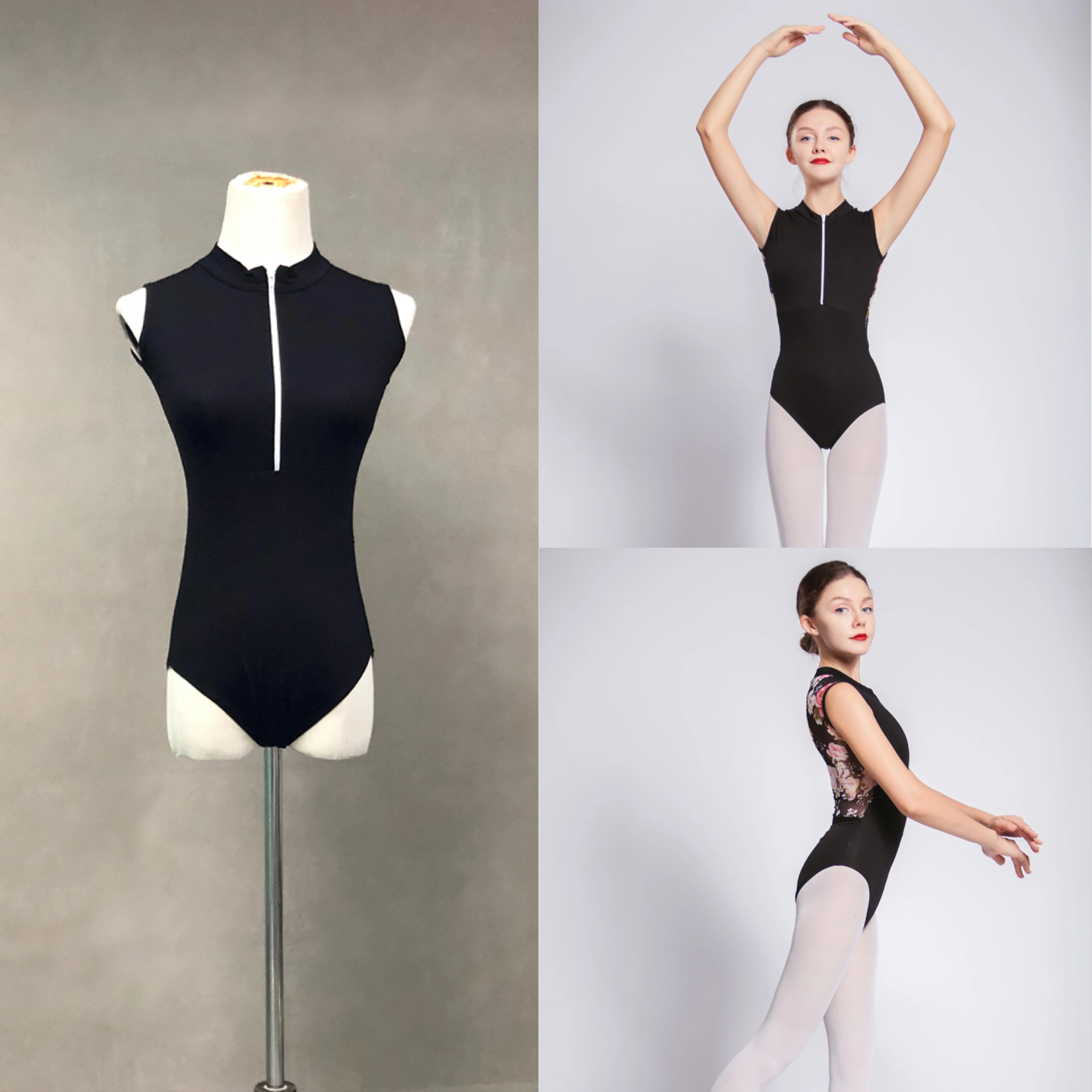 

Ballet Dance Leotard Adult New Summer Practice Dancing Wear Women Black Zipper Lace Gymnastics Ballet Coverall
