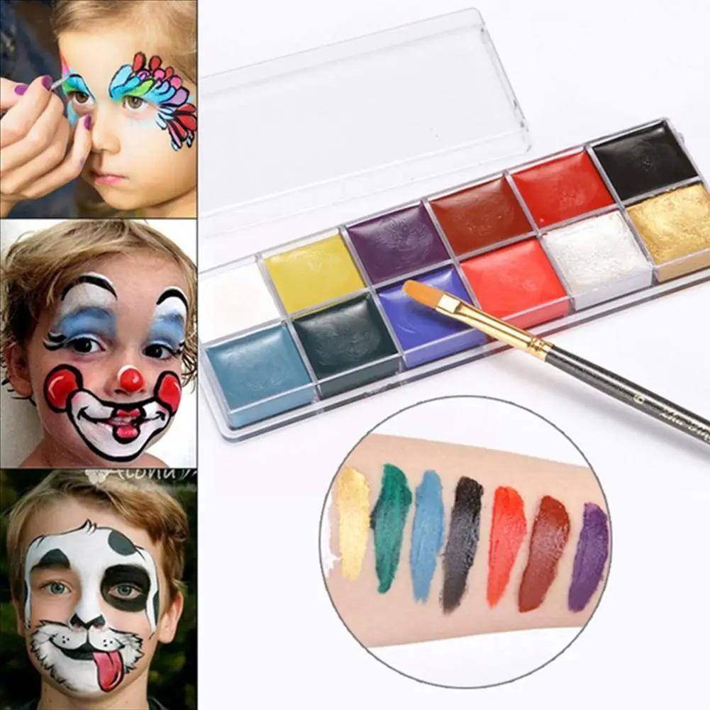

12 Colors Art Painting Body Face Painting Oil Tattoo Makeup Cosmetic Drama Clown Halloween Party Non Toxic For Adult Child H4t2