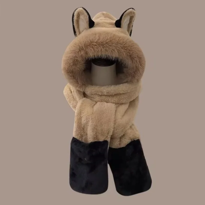 Зима новинка Firefox уши теплый пушистый лыжный шарф перчатки цельная шапка уличная