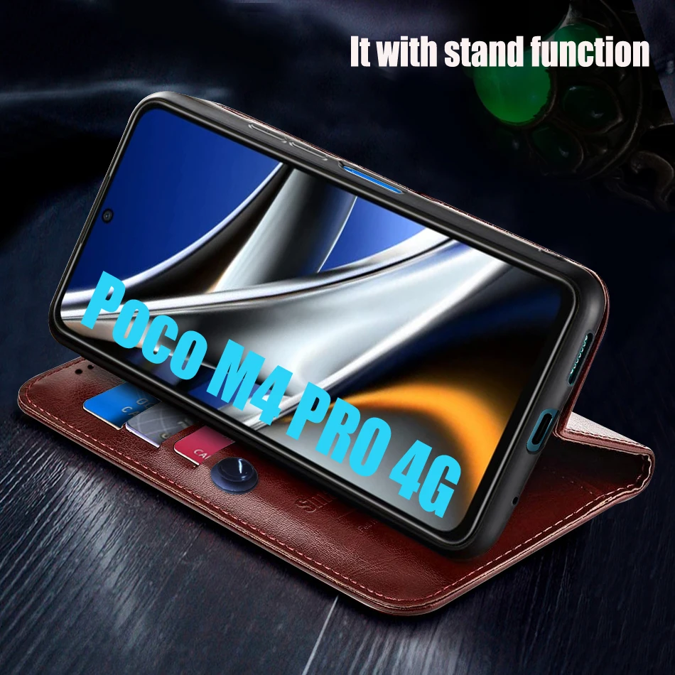 Чехол-книжка для Poco M4 Pro 4G кожаный флип-чехол Poko Pocco Little M4Pro M 4 4Pro - купить по