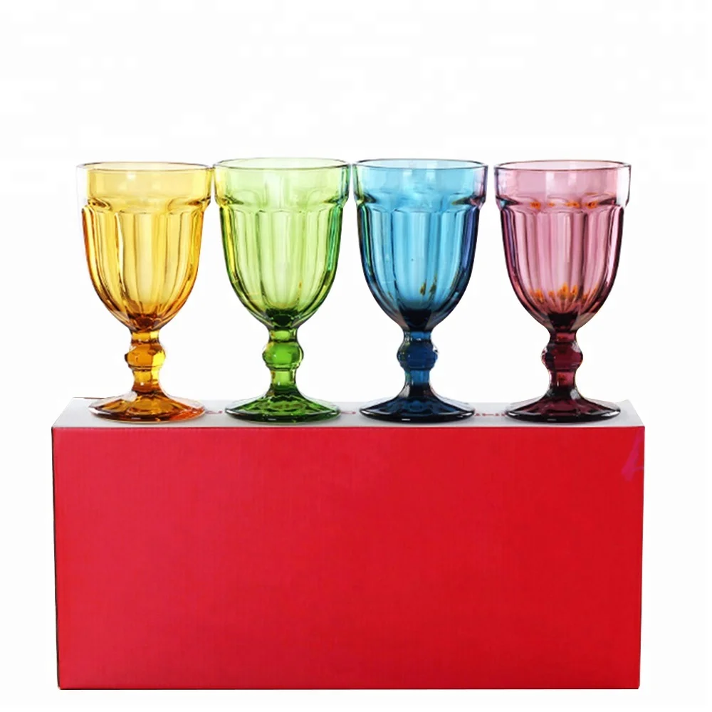 

High quality Colorful diamond designs Wine Glasses Heavy Base Glasses Set