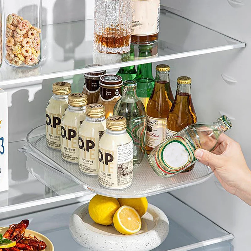 

1pc Countertop Condiment Storage Rack, Household Rotating Storage Rack, Transparent Condiment Square can Turn The Refrigerator