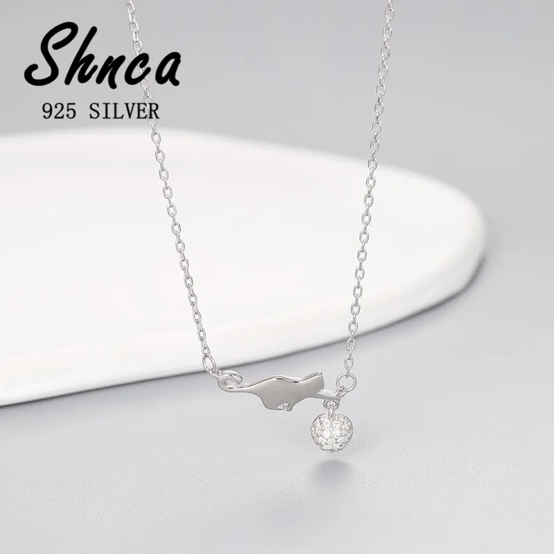 Женское колье с подвеской в виде кошки из серебра 925 пробы