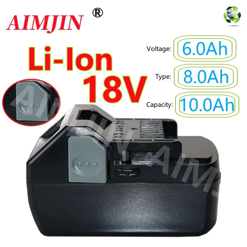 Сменный литий-ионный аккумулятор 18 в, 6,0 Ач, 8,0 Ач, 10,0 Ач для HITACHI BSL1820, BSL1840, BSL1850, BSL1860B, BSL1830B