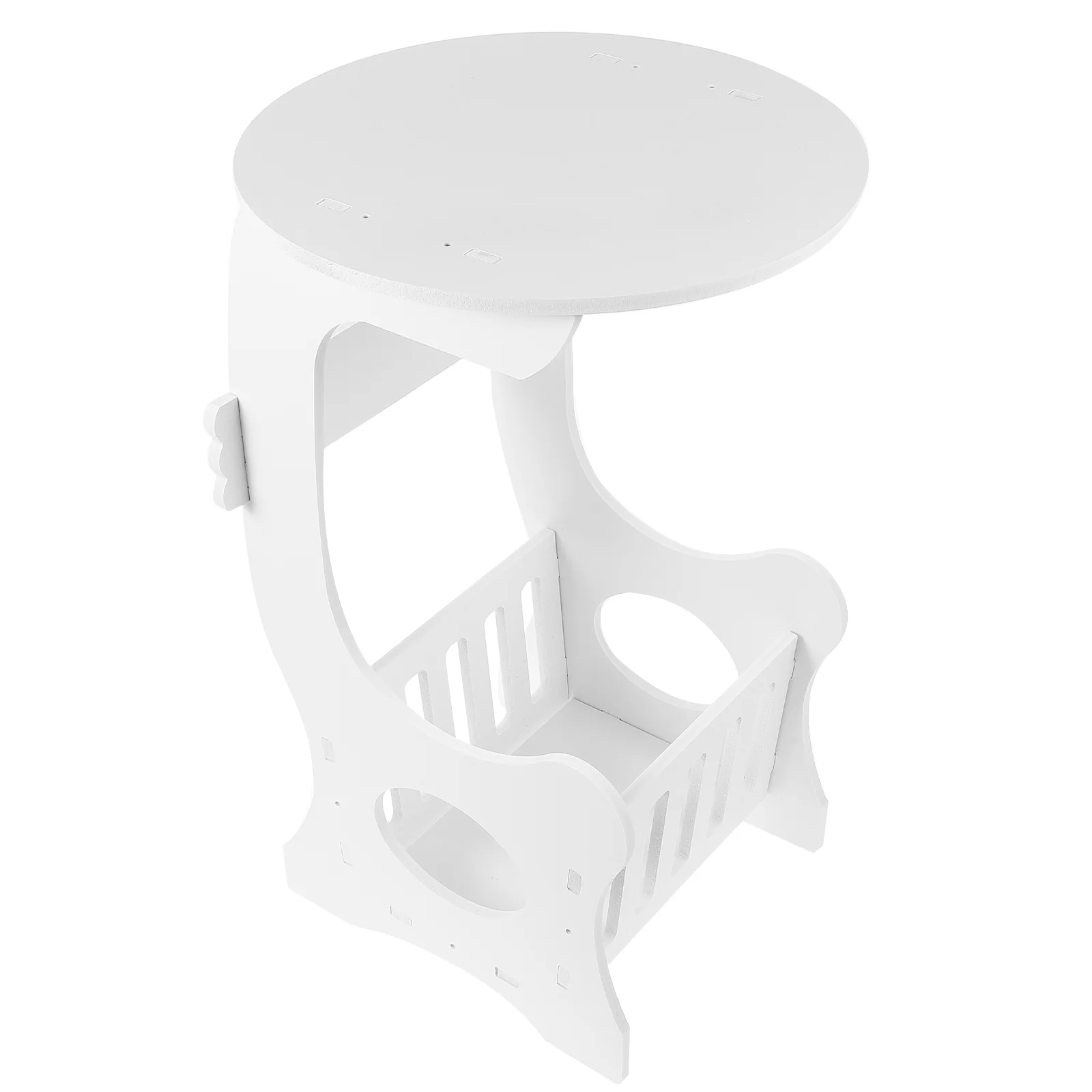 

Coffee Table Round Storage Stand Bedside Mini Desk Tables White Rack Modern Tea WPC Home Bedroom Furniture