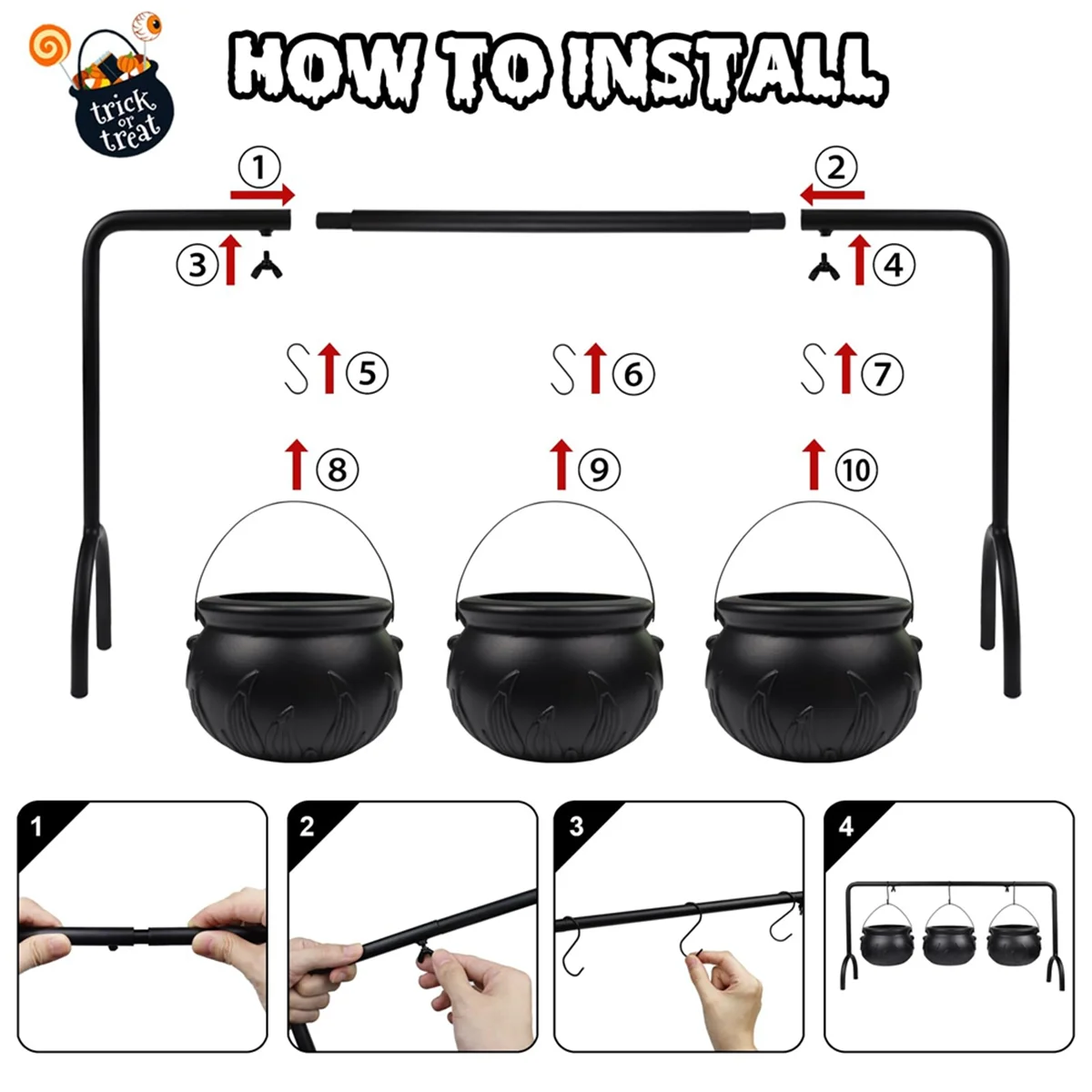 Хэллоуин Ведьма Котел Конфеты Подача Чаша Декор Жуткое Ведро Для Конфетов