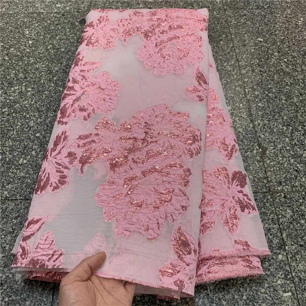 

2023High Quality African Nigerian Tulle Lace Fabric Organza Embroidery Guipure Party Gown Dress Brocade Jacquard Wedding 5Yard