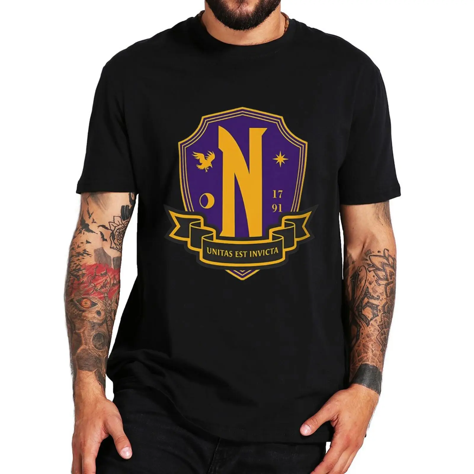 

Wednesday School Logo T Shirt 2022 Comedy Horror Drama Fans Gift Tops Casual 100% Cotton Unisex Soft T-shirt EU Size