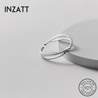 Регулируемое кольцо INZATT из настоящего серебра 925 пробы с перекрестными линиями для модных женщин, ювелирные изделия в стиле хип-хоп, минималистичные аксессуары
