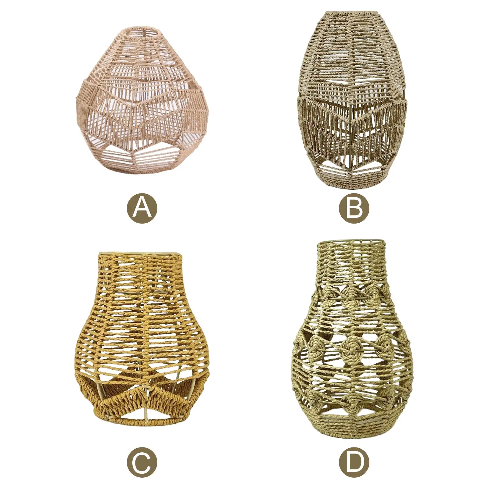 

Retro Style Pendant Lamp Shade Woven Paper Rope Rattan Decoration Wicker Lampshade for Hotel Kitchen Island Home Bedroom Bar