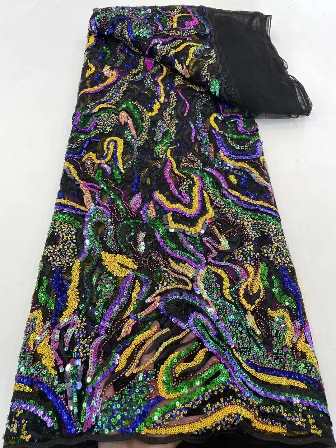 

African Lace Fabric 2022 High Quality Nigerian Tulle Lace Dress For Women Embroidery Sequins Lace Net French Lace Fabric QF0099