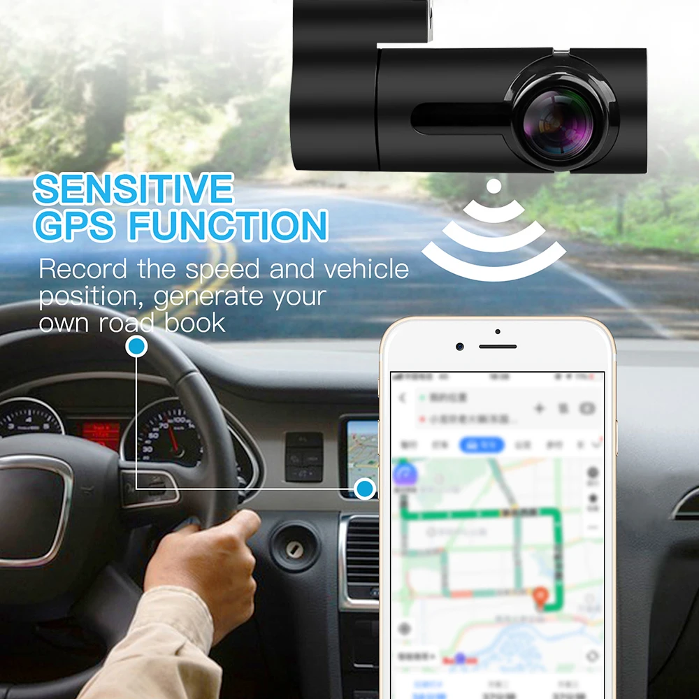 Автомобильный видеорегистратор 1080P скорость и координаты WiFi Мини Hidde Full HD 140