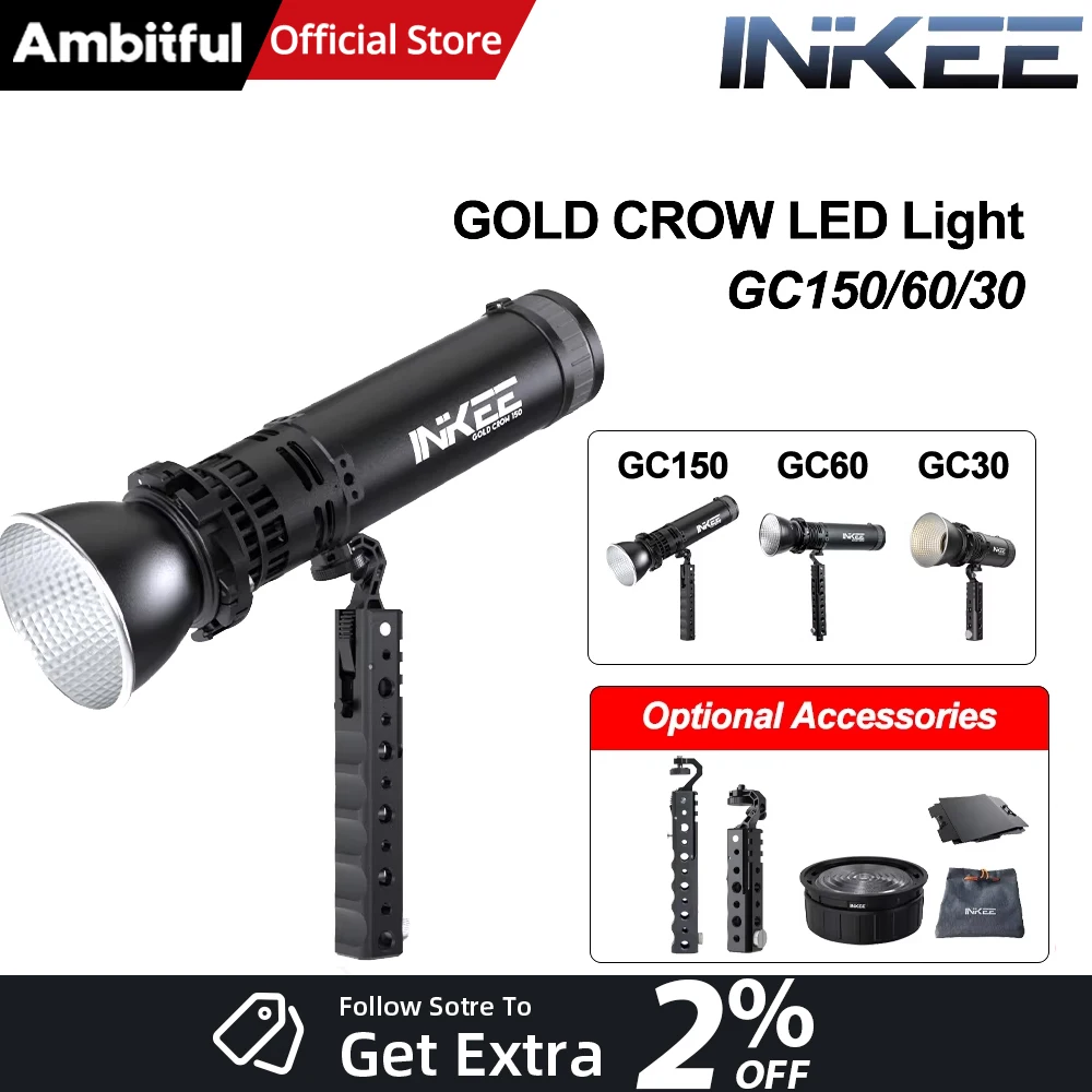 Фото INKEE GC150 GC60 GC30 Двухцветный светодиодный светильник 2600K-6500K 150W 60W 30W Мощный интегрированный осветитель для съемок на открытом воздухе и в студии. №1