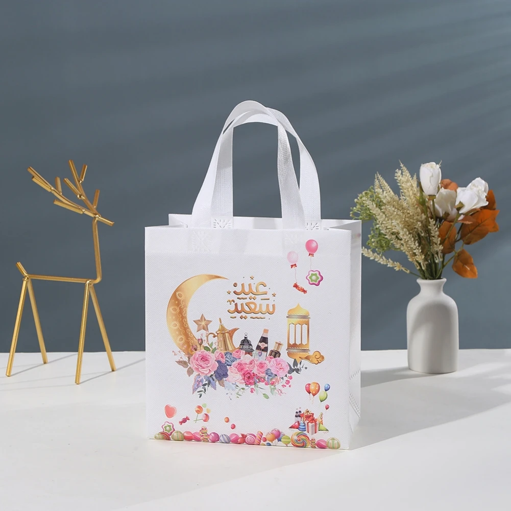 

1pcs 2023 Ramadan Decoration Nonwoven Handle Gift Bags Eid Mubarak Cookie Candy Packaging Bag Ramadan Kareem Party Favors Supply
