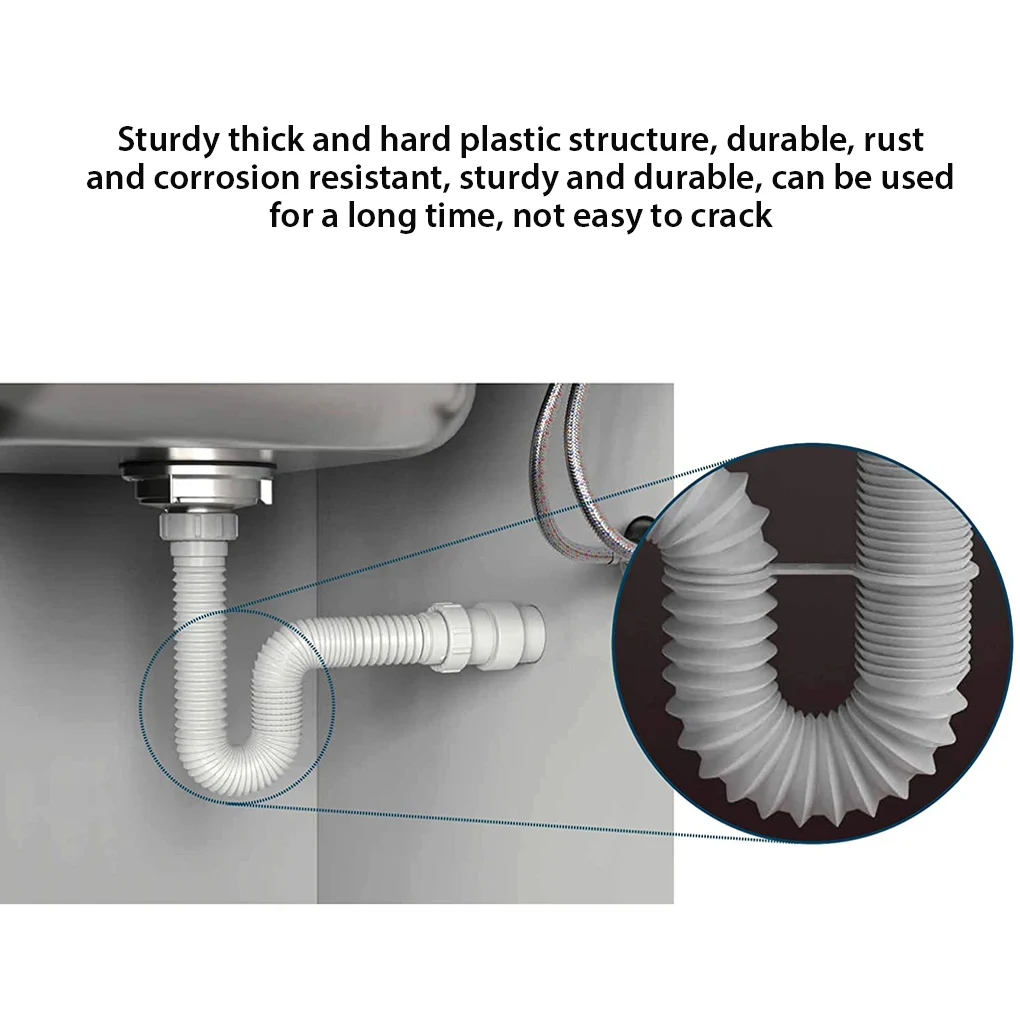 

Under Sink Wash Basin Pipe Deodorization Retractable Flexible Plastic Drain Tube Kitchen Bathroom Draining Tub Plumbing