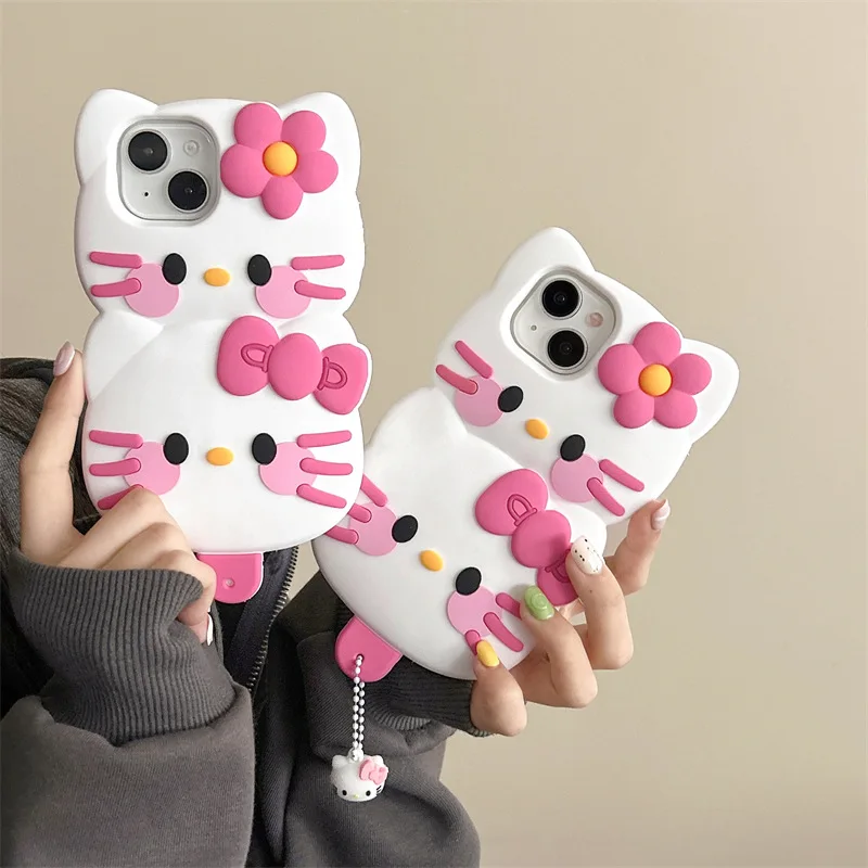 3D мультяшный чехол Hello Kitty в форме фруктового льда для iPhone 15 Pro Max 14 13 12 11 Аниме Kawaii