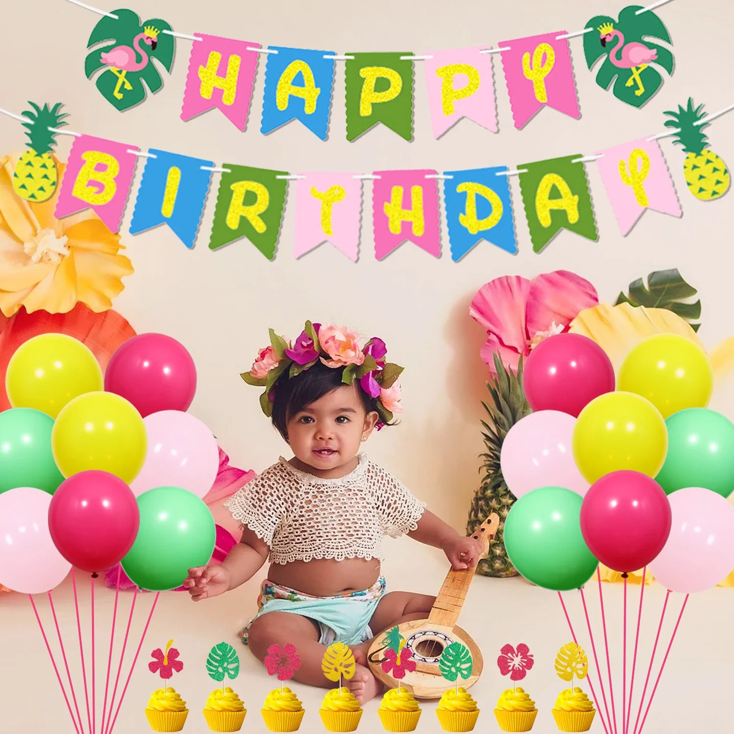 Набор украшений Luau в гавайском стиле набор тропических воздушных шаров Алоха фон