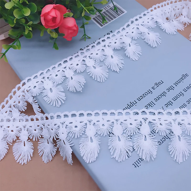 

3 Yard Cotton Lace Fabric Feather Flower DIY Sewing Fabric Ribbon Trim Clothing Handmade Accessories