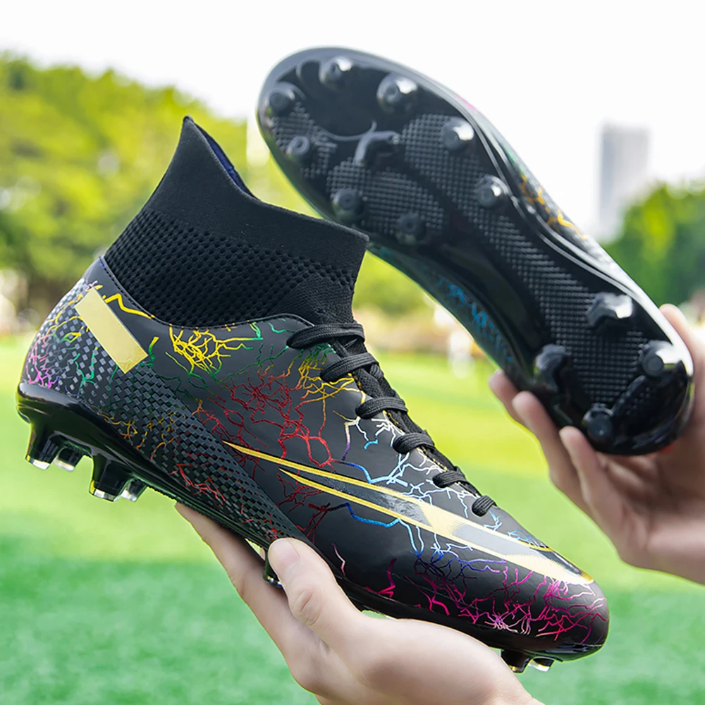 2023 Mens Soccer Cleats High Ankle Shoes Long Spikes TF/AG/FG Outdoor Training Boots Men Women Sneakers Chuteira Futebol New