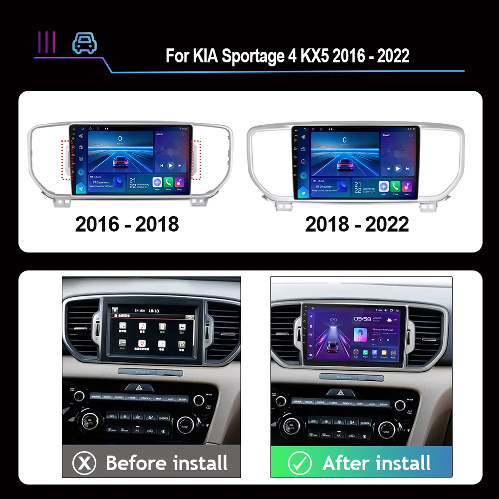 Фото Android 15 для KIA Sportage 4 KX5 2016 2017 2018 Автомобильный радиоприемник Мультимедийная видеонавигация Carplay GPS Стерео 4G WIFI No 2 din dvd №2