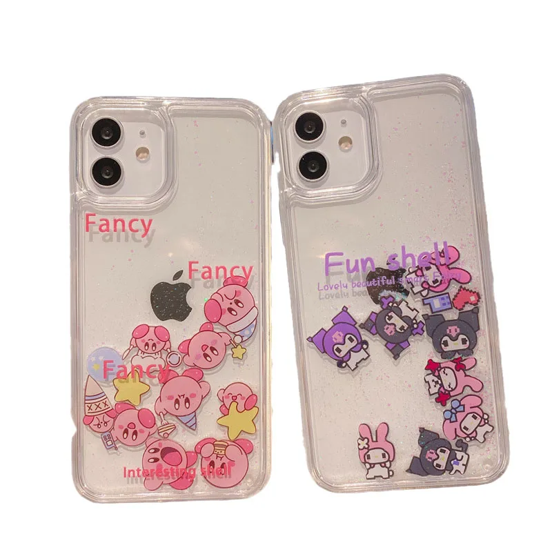 

Милый 5-дюймовый мультяшный чехол Kawaii Kuromi для Iphone13Promax, жидкий чехол для iPhone Xs, Apple 12, чехол с блестящим песком