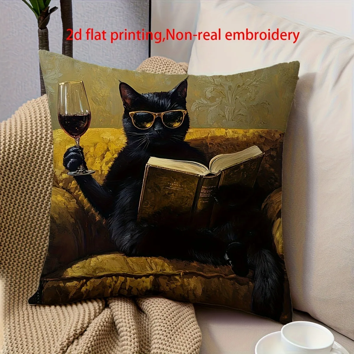 

Наволочка 2D печать "Прохладный черный кот" 40x40/45x45/50x50/60x60 см