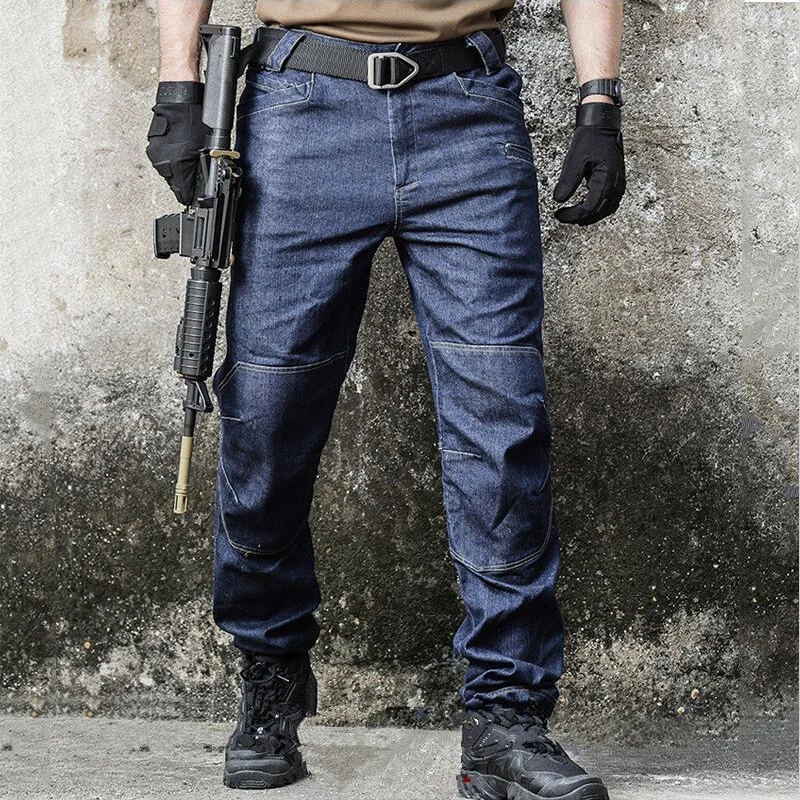 Tactical SWAT Multi Pocket Denim Pants Army Combat Jeans Men Wearable Special Force Flexible Military Jeans Long Trousers