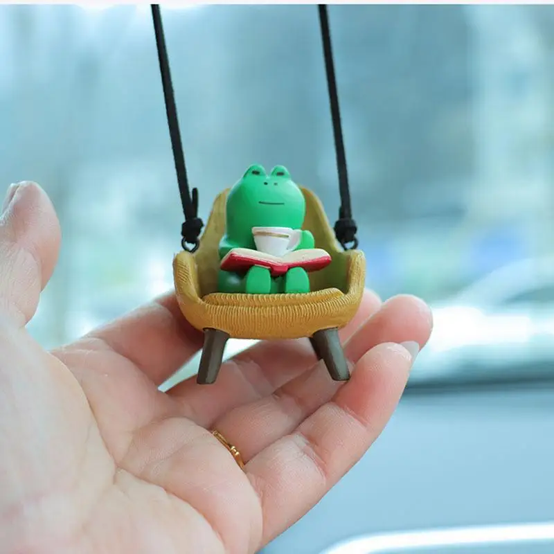 Зеркало заднего вида качели лягушка украшение для автомобиля милое внутреннее