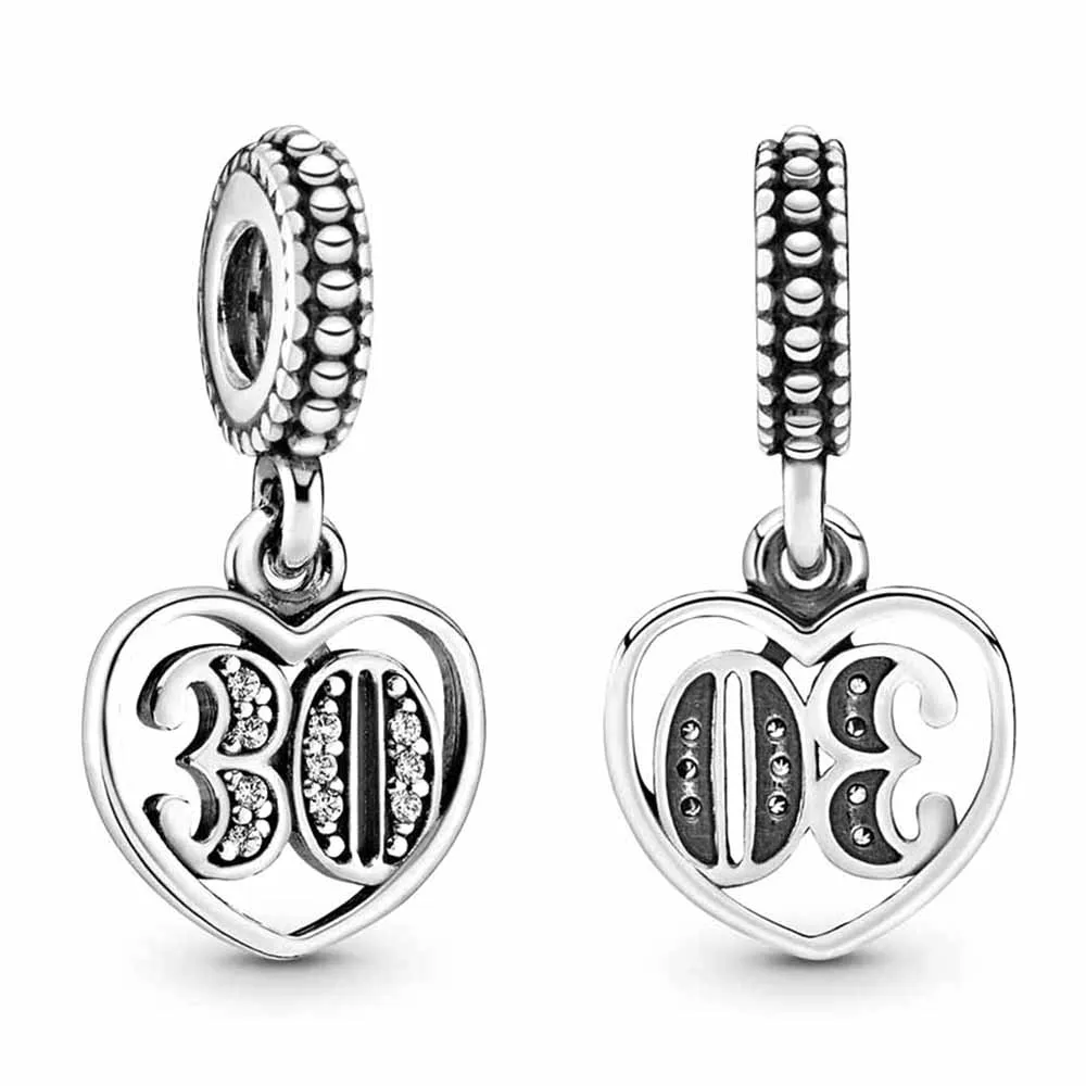 Pandora 925 Silver Dangle Charm pour femme, bracelet bricolage, 16e, 21e, 30e, 40e, 50e, 60e convocation, cadeau de fête d'anniversaire