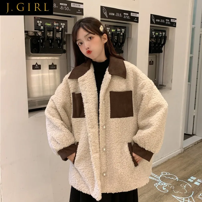 

Patchwork Jackets Women Single Breasted Outwear Design Korean Style Trendy Autumn Warm All-match College Casual Popular Simple