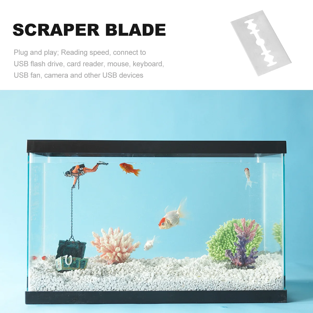 

Stainless Steel Algae Cleaning Aquarium Cleaner Tool Fish Tank Shaver Blades