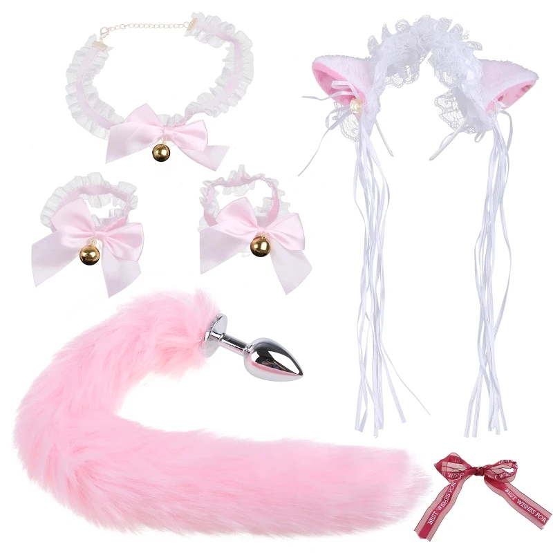 

Lovely Ears Plush Tail Bangle Headband Choker for Party Costume for Adult