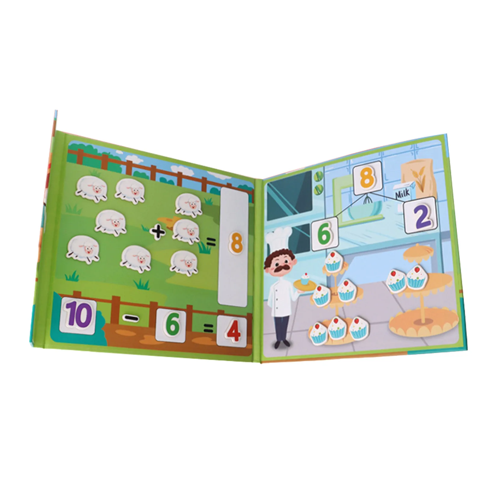 

Занятая математическая книга 2-в-1, игрушки Монтессори, занятая книга с многоразовыми магнитными наклейками, обучающая игрушка для малышей